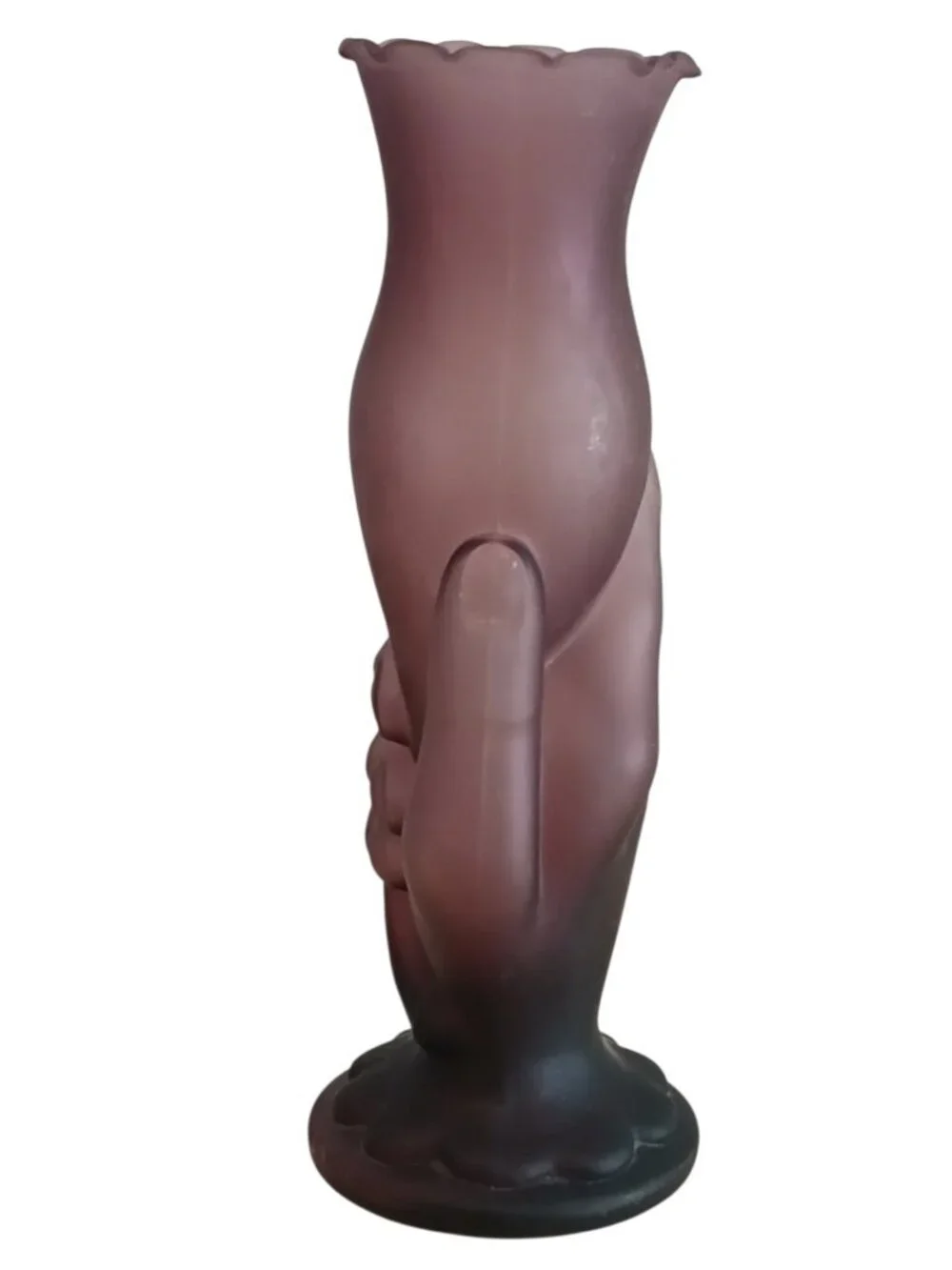 Westmoreland Amethyst Satin Glass Hand Vase Victorian Style 9 in